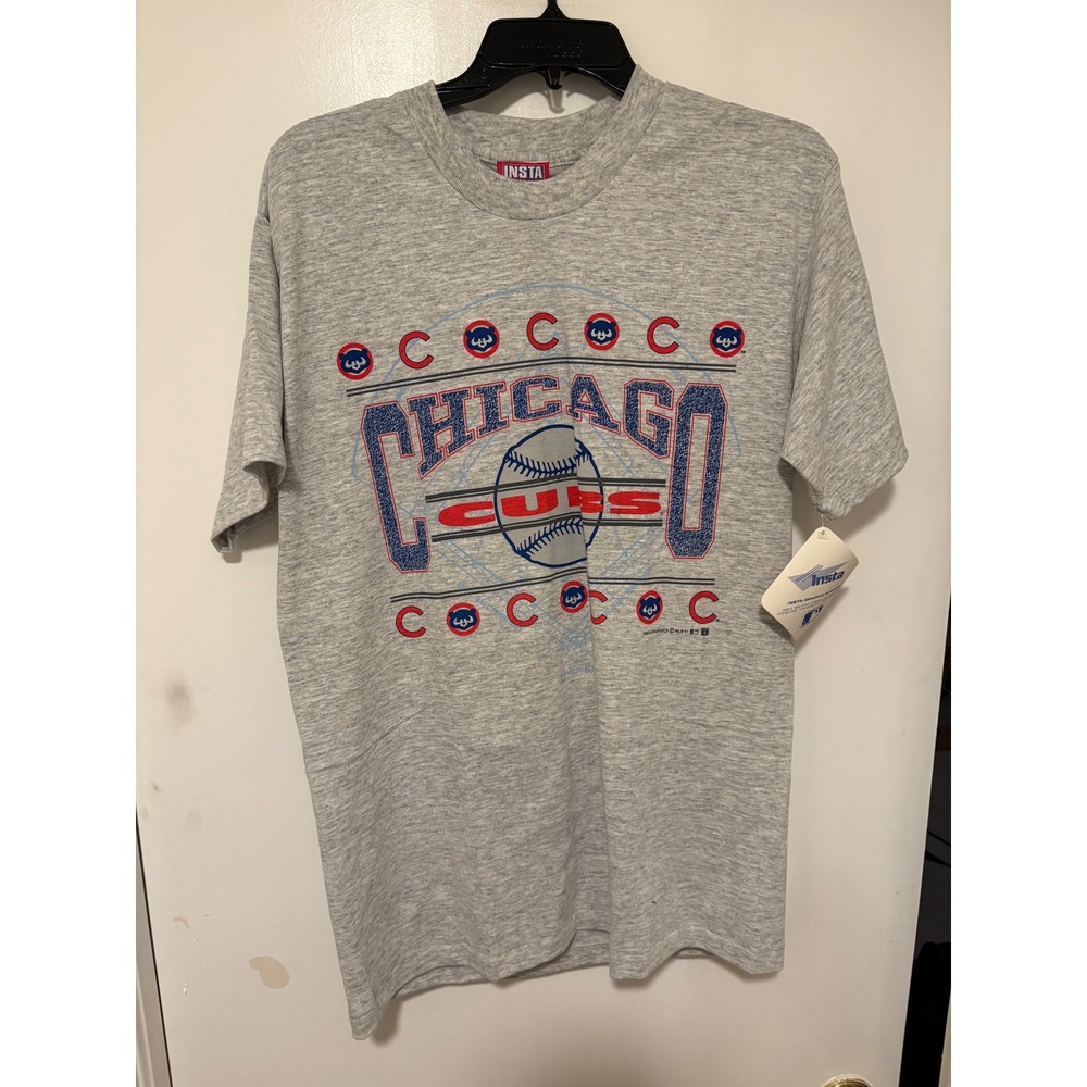 Vintage 90s Chicago Cubs MLB T-Shirt Insta Graphic Systems NWT Gray Mens Large